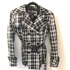 New York and Company Black/White Trench Coat